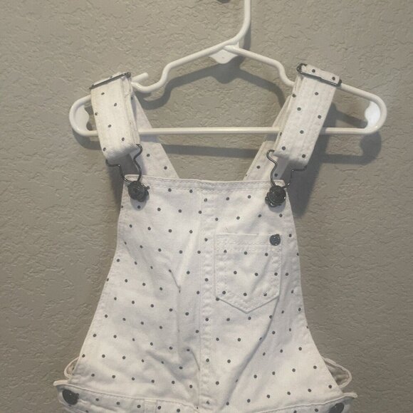 Naartjie Size 5-6 Denim Shortalls Overalls White Polka Dots Shorts - Picture 5 of 9